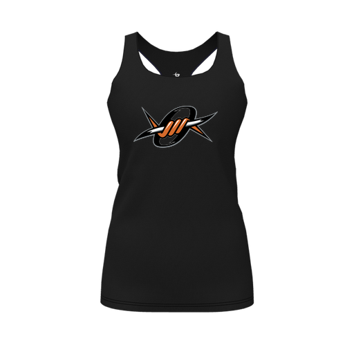 [FT0TRBBK-FYS-LOGO1] Decker Racerback Tank Top (Female Youth S, Black, Logo 1)