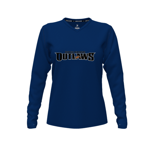 [FTLVCFNV-FYXS-LOGO2] Decker Comfort T-Shirt (Female Youth XS, Navy, V Neck, Logo 2, Long Sleeve)