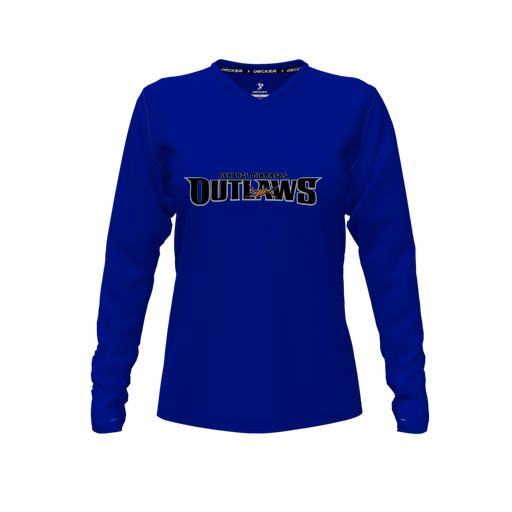 [FTLVCFRY-FYXS-LOGO2] Decker Comfort T-Shirt (Female Youth XS, Royal, V Neck, Logo 2, Long Sleeve)