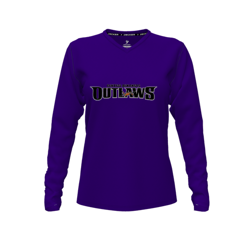 [CUS-DFW-TEES-CMF-VNK-LSL-PUR-FYXS-LOGO2] Decker Comfort T-Shirt (Female Youth XS, Purple, V Neck, Logo 2, Long Sleeve)