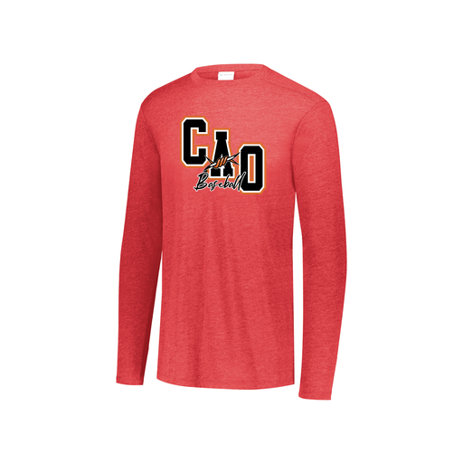 [FTLCUBRD-YS-LOGO3] Decker Youth Tri-Blend T-Shirt - Long Sleeve (Youth S, Red, Logo 3)