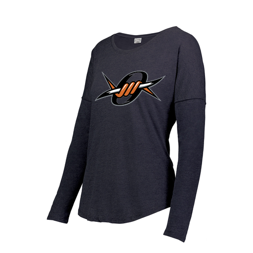 [FTLCUBNV-FAXS-LOGO1] Decker Women's Tri-Blend T-Shirt - Long Sleeve (Female Adult XS, Navy, Logo 1)